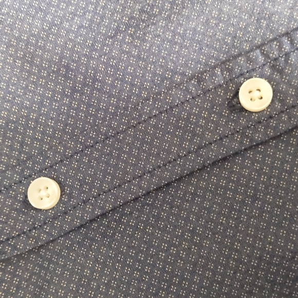 Denver Hayes Untucked Dress Shirt, Button Front, Blue, Small, Long Sleeves - Picture 6 of 6